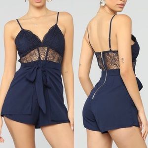 Fashion Nova | Navy Lace Romper